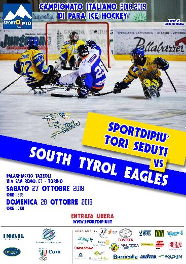 Immagine: 27 e 28/10 Sportdipiù Tori Seduti vs South Tyrol Eagles