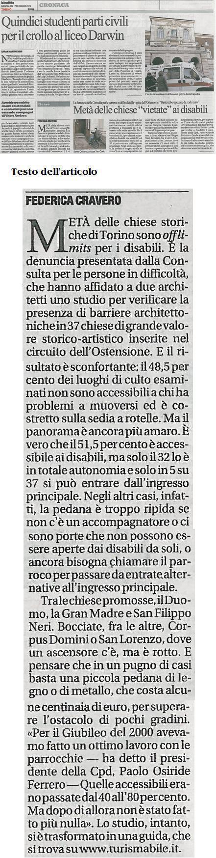 Immagine: Metà delle chiese vietata ai disabili